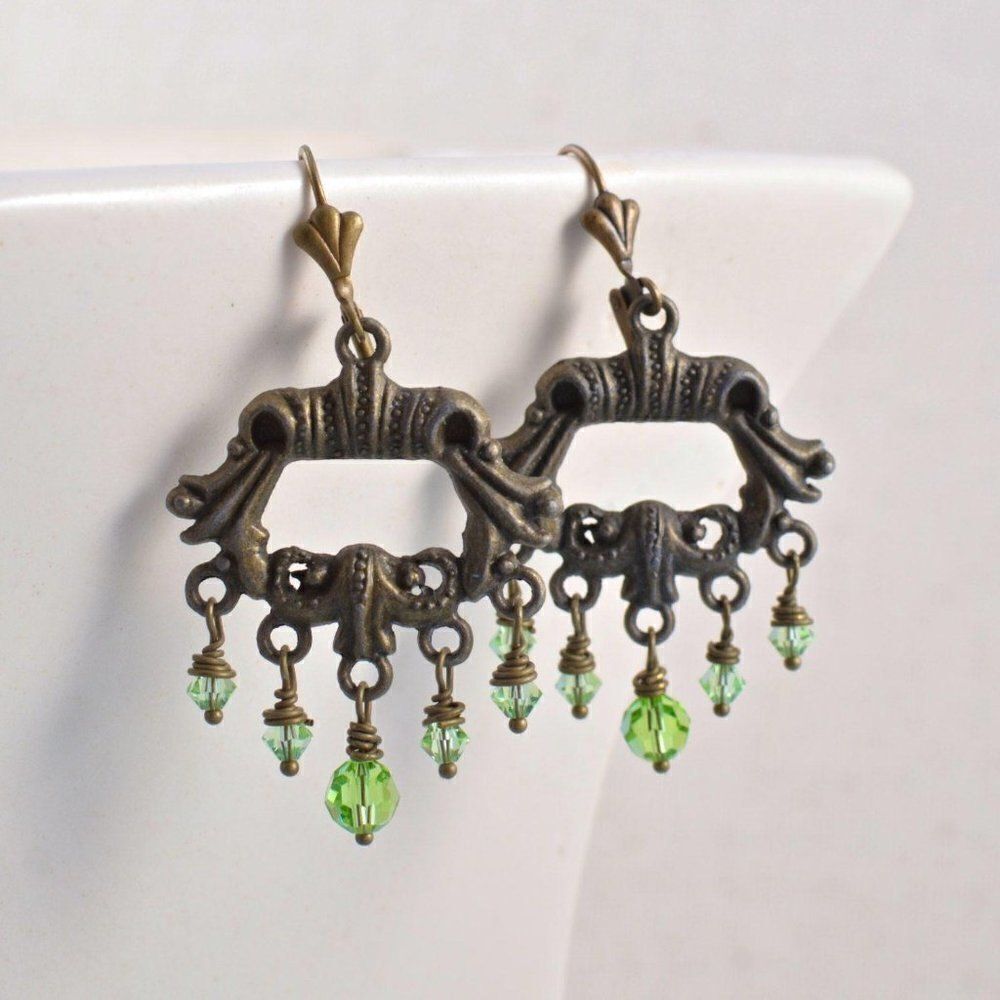 Antiqued Brass Chandelier Earrings